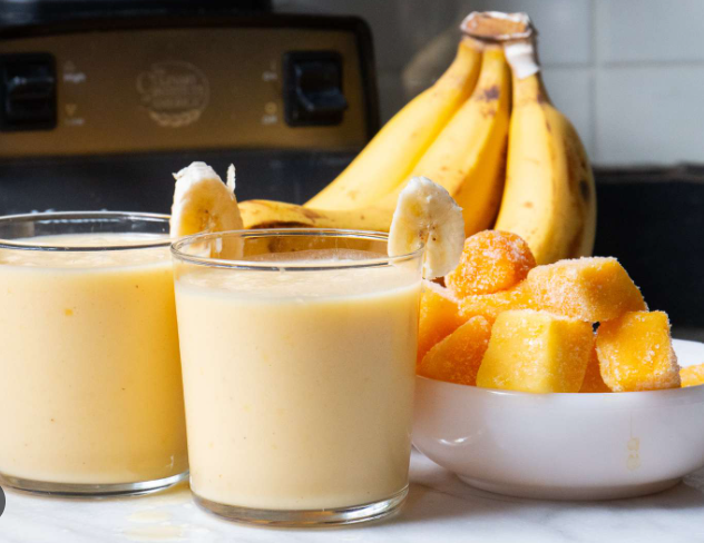 Orange, Banana, Frozen Mango, Almond, Vanilla